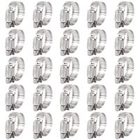 Keadic 25Pcs Adjustable Fuel Line Clips Worm Gear Hose Clamp Assortment Kit for Various Pipes Automotive Mechanical Use - 304 Stainless Steel (18-32mm)