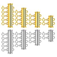 8 Pieces 4 Sizes Slide Clasp Lock Necklace Connector，Necklace Sider Clasps Layered，Multi Strands Slide Tube Clasps for Layered Bracelet Necklace Jewelry Crafts