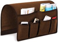 Joywell Sofa Armrest Organizer, Couch Arm Chair Caddy with 6 Pockets for Magazine, Books, TV Remote Control, Cell Phone, iPad (Chocolate)