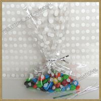 25pcs 5"x 8"Polka Dot White" Gift Cello Bag + Twist Ties