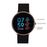 iTouch Sport Digital Smartwatch and Pedometer - Solid Silicone Strap (Black/Rose Gold)