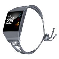 Wearlizer Bling Band Compatible for Fitbit Ionic Bands Women, Stainless Steel Bling Replacement Band Bracelet with Diamond Rhinestones X-Link Compatible Fitbit Ionic Small Large (Grey)