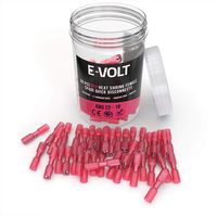 E-VOLT 80 PC Female Spade Connectors - Quick Disconnect 3:1 Heat Shrink Ratio Insulated Red Spade Crimp Terminal for 22-16 AWG - Industrial Grade Wire Connector for Automotive, Marine and Audio