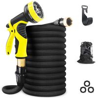 Aterod Expandable Garden Hose, 50ft Strongest Flexible Water Hose, 9 Functions Sprayer with Double Latex Core, 3/4" Solid Brass Fittings, Extra Strength Fabric - Upgraded Lightweight Expanding Hose