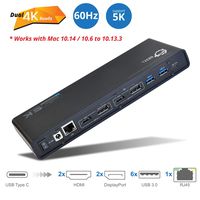 SIIG USB Type C 4K Dual Video Docking Station - Dual 4K@60HZ - Single 5K@60Hz - Thunderbolt 3 Compatible - 2 HDMI 2 DisplayPort Outputs, Gigabit Ethernet, 6 USB 3.0 - MacOS 10.14 + 10.13.3 or Earlier