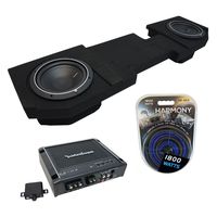 Compatible with 2002-2015 Dodge Ram Quad or Crew Truck Rockford Punch P1S410 Dual 10" Sub Box Enclosure & R500X1D Amp