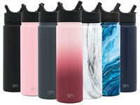 Simple Modern 22oz Summit Water Bottles with Straw Lid - Vacuum Insulated Tumbler Double Wall Travel Mug 18/8 Stainless Steel Flask - Ombre: Wildberry
