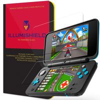 iLLumiShield Glass Screen Protector Compatible with Nintendo 2DS XL (2 Top Glass + 2 Bottom PET Covers) Anti-Scrach, Case Friendly and No-Bubble Clear Tempered Glass