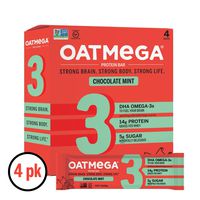 Oatmega Protein Bars, Chocolate Mint, Healthy Snacks Made with Omega-3 and Grass-Fed Whey Protein, Gluten Free Protein Bars, 1.8oz (4 Count)
