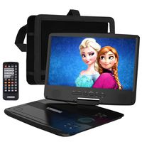 HD JUNTUNKOR 12.5" Portable DVD Player with 5 Hrs Rechargeable Battery, Unique Design for Dual Use Purpose, 10.1" HD Swivel Screen, Car Headrest Case, Remote Control, Car Charger, USB/SD Card Reader