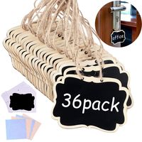 Jekkis 36 PCS Mini Chalkboards Signs, 3.54 x 2.55 Inch Hanging Chalkboards Signs with Chalkboard Labels, Message Board Signs for Decorations or Storage Sign