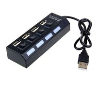 XBOSS G4 4-Port USB 2.0 Hub with Individual On/Off Switches, Long USB Data Cable, and 5V 2A Power Adapter suppoprt for Pc Game Smart Tv Ps2 Ps3 Ps4 Notebook and ETS(Black)