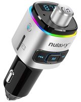 Nulaxy Bluetooth FM Transmitter for Car, 7 Color LED Backlit Bluetooth Car Adapter with QC3.0 Charging, Support Siri Google Assistant, USB Flash Drive, microSD Card, Handsfree Car Kit (A- Silver)