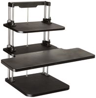Pyle Sit Stand Desk, Height Adjustable Stand Up Desk, Computer/Laptop Stand Up Computer Workstation W/2 Adjustable Shelf Trays, Free Standing Desk - Black Finish (PSTNDDSK36)