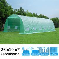 YOLENY 10'×26'×7' Larger Hot Green House, Walk in Outdoor Plant Gardening, Greenhouse, UV Protection and Waterproof (Green)