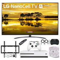 LG 75SM9070PUA 75" 4K HDR Smart LED Nanocell TV w/AI ThinQ (2019) Bundle with Microsoft Xbox One S 1TB + Deco Mount Flat Wall Mount Kit + Deco Hear Wireless Keyboard+ Surgepro 6-Outlet Surge Adapter
