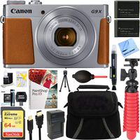 Canon PowerShot G9 X Mark II 1" 20.1MP 4X Zoom Silver Digital Camera + Two-Pack NB-13L Spare Batteries + Accessory Bundle