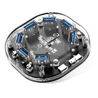 ORICO USB Hub, 7 Port USB3.0 Transparent HUB with Dual Power Supply & 1M USB A to Micro B Cable, Support Windows, Mac OS, Linux Systems etc