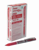 Pentel ENER-GEL Deluxe Liquid Gel Pen, Bold Line, Metal Tip, Red Ink, Box of 12 (BL60-B)