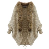 Sweaters Coat for Women,Amiley Women Fashion Faux Fur Collar Batwing Sleeve Open Front Knit Cardigan Sweater Loose Outwear (Onesize, A)