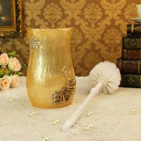 LINA@ Creative bathroom luxurious aristocratic yellow rose garden resin toilet brush holder