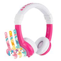 BuddyPhones Explore Foldable, Kids Volume Limiting Headphones, Built-in Audio Sharing Cable and in-Line Mic, Compatible with Fire, iPad, iPhone, and Android Devices, Unicorn
