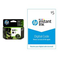 HP 64XL Black Ink Cartridge (N9J92AN) for HP Envy Photo with HP Instant Ink $5 Prepaid Code