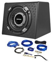 Autotek SSW112A 800 Watt Powered 12" Subwoofer Car Audio Sub+Enclosure+Wire Kit
