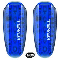 KEYWELL USB Rechargeable LED Safety Lights (2 Pack) - Clip on Strobe Running Lights for Runners, Joggers,Walkers,Kids,Dogs,Bike Tail Lights - High Visibility Accessories for Reflective Gear (Blue)