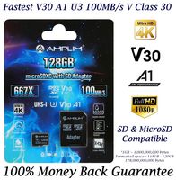 128GB Micro SD SDXC Card Plus Adapter - Amplim 128 GB microSD Card for Cell Phone, Tablet, Camera, GoPro, Nintendo, Fire, DJI (Extreme 100MB/s 667X V30 A1 Class 10 U3 UHS-I Pro TF microSDXC Memory)