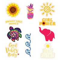 Cute Ocean, Beach, Flower, Elephant, Good Vibes Stickers for Laptop, Water Bottle, Thermos, Lunch Box, Suitcase | Made in USA,%100 Vinyl, Waterproof, Durable