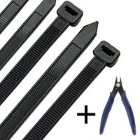 Honyear 24 Inch Cable Zip Ties Heavy Duty (with Wire Cable Cutters), Strong Large Black Zip Ties with 175 Pounds Tensile Strength, 50 Pack, Long Durable Nylon Black tie Wraps, Outdoor UV Resistant