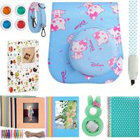 Katia Instant Camera Accessories Bundle Compatible for Fujifilm Instax Mini 9 / Mini 8+ / Mini 8 Instant Film Camera. Includes Camera Case, Album, Frame, Stickers, Strap,etc - White cat