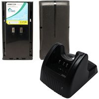 2 Pack Replacement for Kenwood TK-380 Battery + Charger - Compatible with Kenwood KNB-17A Two-Way Radio Battery and Charger (1800mAh, 7.2V, NI-MH)