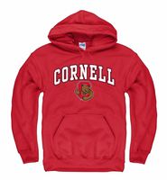 Campus Colors NCAA Adult Arch & Logo Gameday Hooded Sweatshirt (Cornell Big Red - Red, XX-Large)