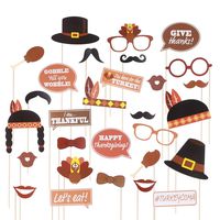29pcs Thanksgiving Photo Booth Props Thanksgiving Day Decorations，Happy Thanksgiving Party Favor