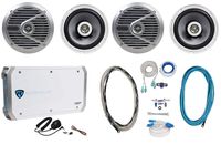 4 Alpine SPS-M601 Pair 6.5" Marine Coaxial Speakers+4 Channel Amplifier+Amp Kit