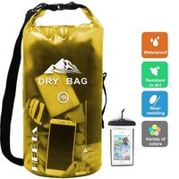 HEETA Waterproof Dry Bag for Women Men, Roll Top Lightweight Dry Storage Bag Backpack with Phone Case for Travel, Swimming, Boating, Kayaking, Camping and Beach, Transparent Yellow 20L
