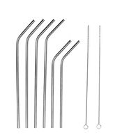 Set of 6 Stainless Steel Drinking Straw with 2 Cleaning Brush,Reusable Replacement Metal Straw for 20 Or 30oz Yeti/Rtic/Ozark