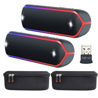 Sony SRS-XB32 Extra Bass Portable Bluetooth Speaker, Black (Stereo Pair; 2 Speakers) Bundle Includes Travel Hard Cases and USB Adapter