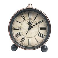 JUSTUP 5.2" Classic Retro Clock, European Style Vintage Silent Desk Alarm Clock Non Ticking Quartz Movement Battery Operated, HD Glass Lens, Easy to Read (SZ03)