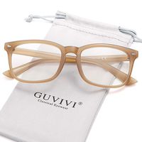 GUVIVI Blue Light Blocking Glasses Square Nerd Eyeglasses Frame Anti Blue Ray for Men Women Computer Game Glasses Transparent Lens (Transparent Brown)