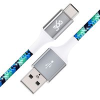 360 Electrical 360654-TQ Habitat 4ft Premium Braided Charging Cable with USB-C to USB-A Connectors - Active Collection-Turquoise