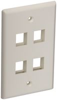 Hellermann Tyton FPQUAD-FW Standard Single Gang 4 Port Faceplate, ABS 94V-0, Office White