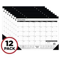 AT-A-GLANCE 2019 Desk Calendar, Desk Pad, 21-3/4" x 17", Standard, 2 Hole Punched, Ruled Blocks, 12 Pack (SK2400-12)