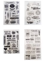 4 Sheets Different Style Love and Birthday Wishs Clear Stamps for Card Making Decoration and Scrapbooking(Love Phrases)