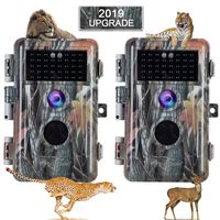 [2019 Upgraded] 2-Pack Night Vision Game Trail Cameras 16MP 1080P No Glow Hunters Deer Hunting Cams IP66 Waterproof & Password Protected Motion Activated Photo & Video Model, Time Stamp & Time Lapse