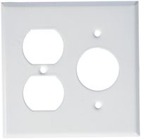 Morris 83552 Painted Steel Wall Plates, 2 Gang, 1 Duplex, 1 Single Receptacle Gang, 1.406" Hole Diameter, White