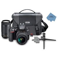 Nikon D3500 24.2MP DX DSLR Kit w/ 18-55mm & 70-300mm NIKKOR AF-P Zoom Lenses W/Nikon Accessory Bundle+ Extreme Electronics Cloth