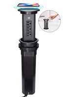 Kungfuking Intelligent Electric Pop Up Socket Retractable Outlet Motorised Power Strip & 2 USB Ports with Wireless Charging Stations for Kitchen Counter, Conference Room (Black)